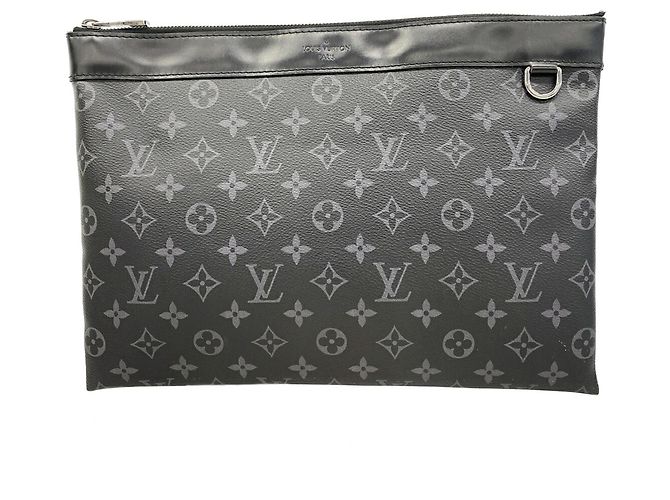 Louis Vuitton Monogram Eclipse Pochette Discovery Clutch Bag Noir