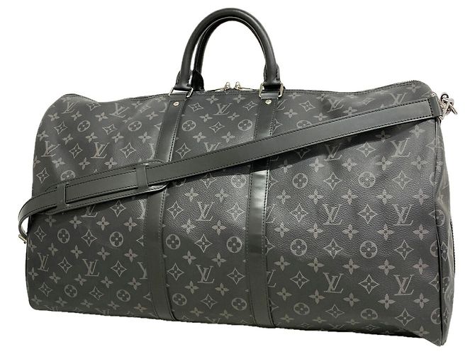 Louis Vuitton Boston Monogram Eclipse Keepall Bandoulière 55 Black
