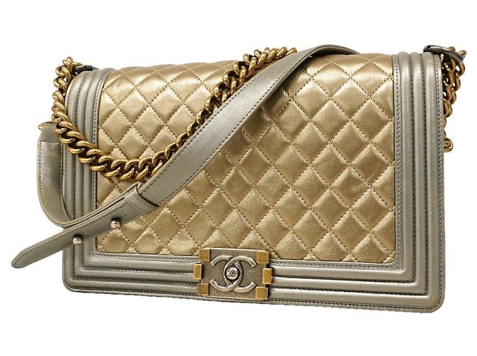Le Boy Bolsa de Ombro Chanel Boy Chain Prata Dourado