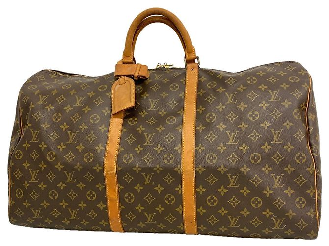 Louis Vuitton Brown Boston Monogram Keepall 60 Marrone