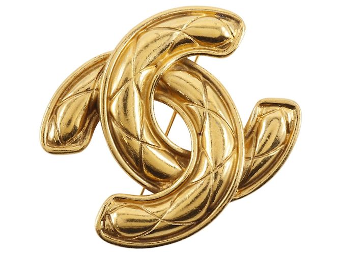 Broche Chanel Coco Mark plaquée or Doré