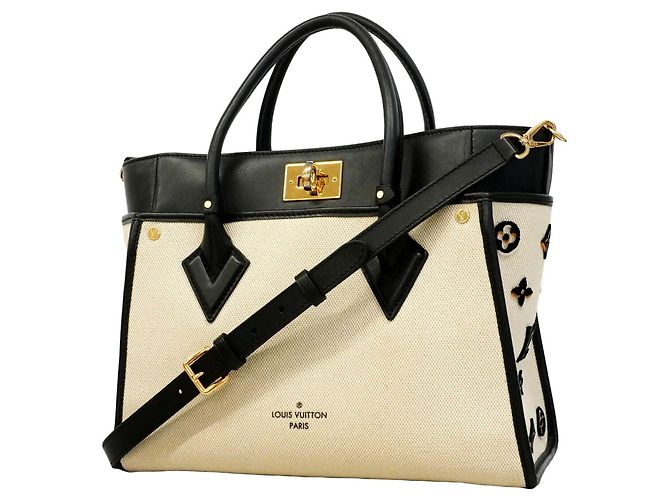Louis Vuitton Monogram Tuffetage On My Side MM Handtasche Schwarz Aus weiß