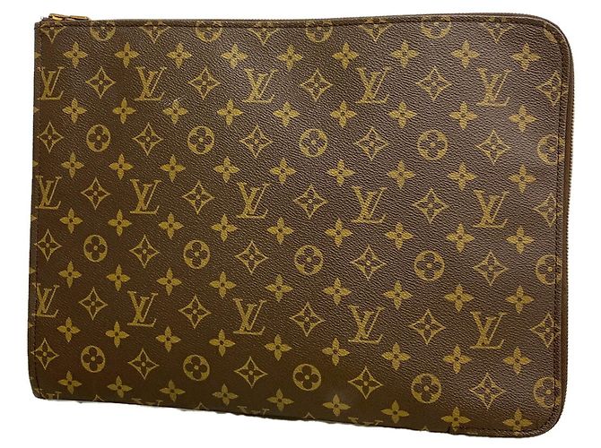Louis Vuitton Monogram Pochette Document Clutch Bag Marron