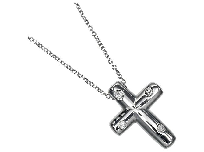 Tiffany & Co. Dots Kreuz-Halskette Silber