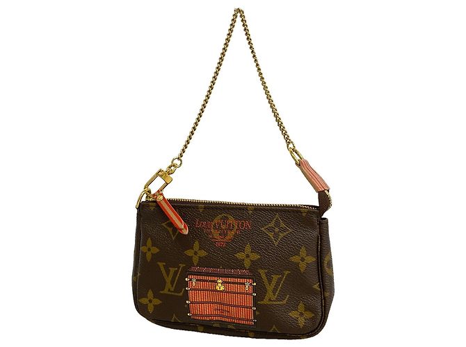 Louis Vuitton Monogram Trunk & Lock Mini Pochette Accessoires Marrone