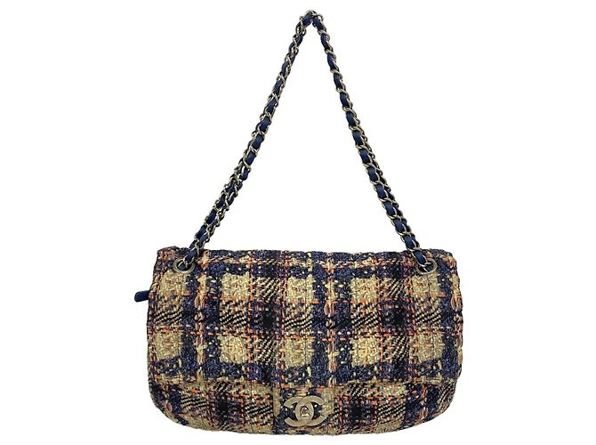 Borsa a tracolla Chanel in nylon Rosa Beige Blu navy