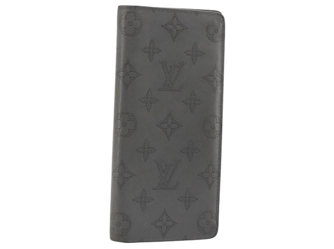 LOUIS VUITTON Monogram Shadow Portefeuille Braza Wallet Gray M81335 Auth bs36439 Braun