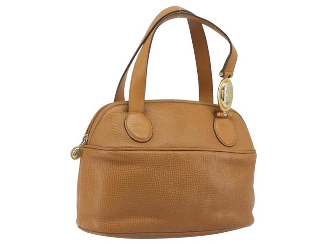 Bolsa Christian Dior em couro 2way Marrom Dourado Auth bs36780