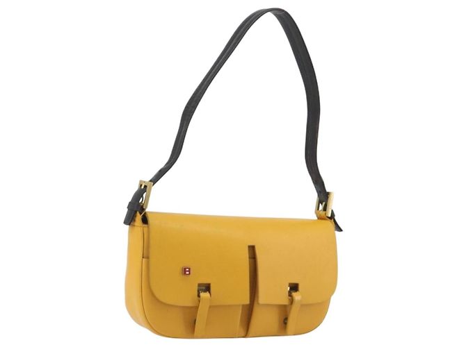 Borsa a tracolla BALLY in pelle Giallo Oro Auth 195037A D'oro
