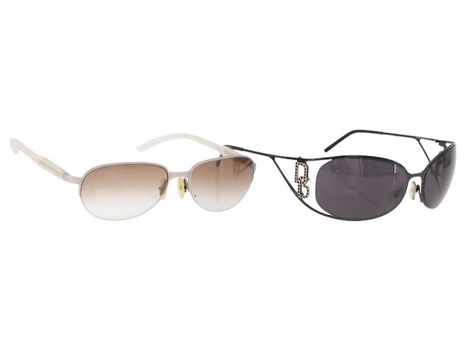 Dolce & Gabbana DOLCE&GABBANA PRADA Occhiali da sole in metallo set da 2 Nero Marrone Auth bs36790