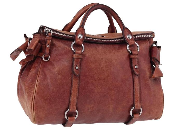 Miu Miu Handtasche aus Leder rot silber Auth 196298