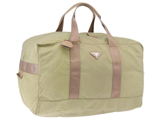 Borsa Boston PRADA Nylon Khaki Silver Auth 192536 Argento Cachi