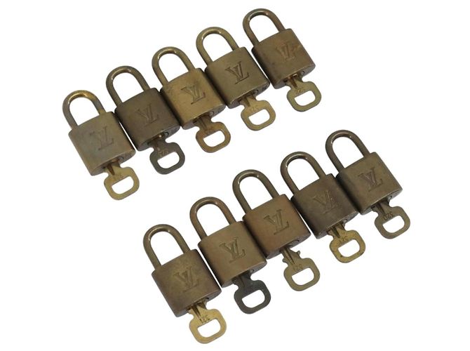 LOUIS VUITTON Set di 10 Lucchetti Lucchetto metallo Gold LV Auth 192564 D'oro