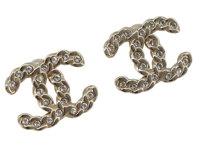 Orecchini CHANEL Metallo Tono Oro CC Auth bs36533