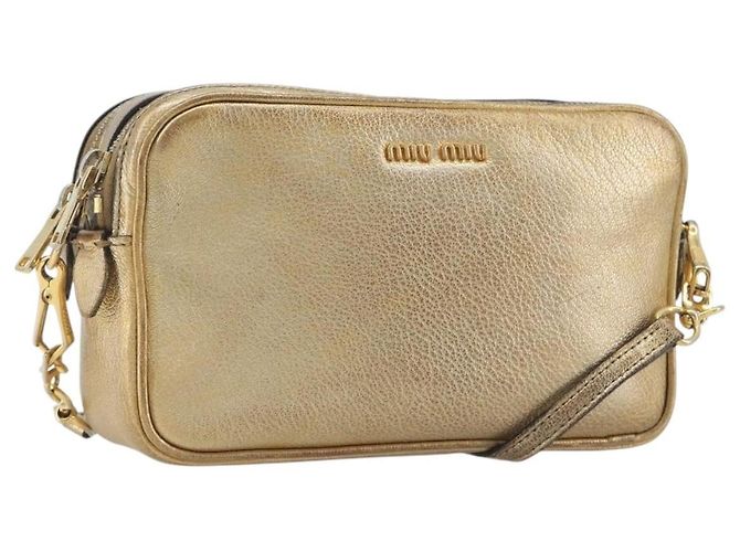 Borsa a tracolla Miu Miu in pelle oro Auth bs36779A D'oro
