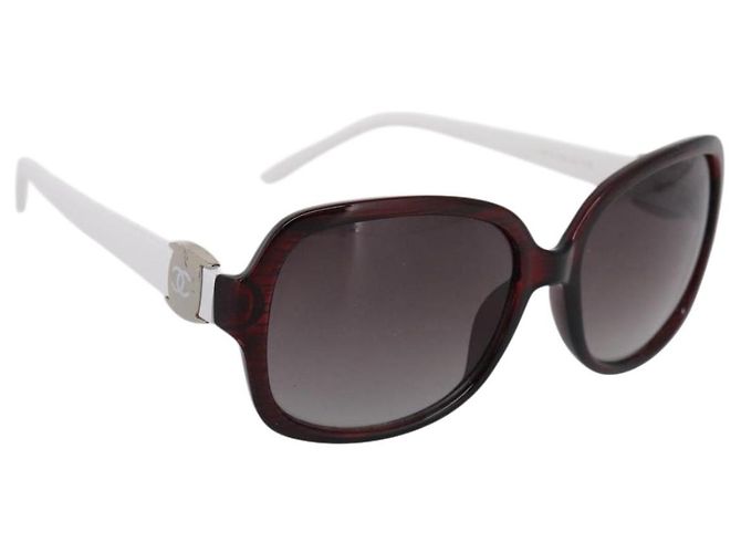 Gafas de sol CHANEL Plástico Blanco Plata CC Auth BA15024