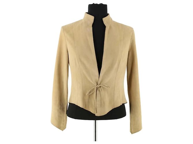 Max Mara leather jacket beige