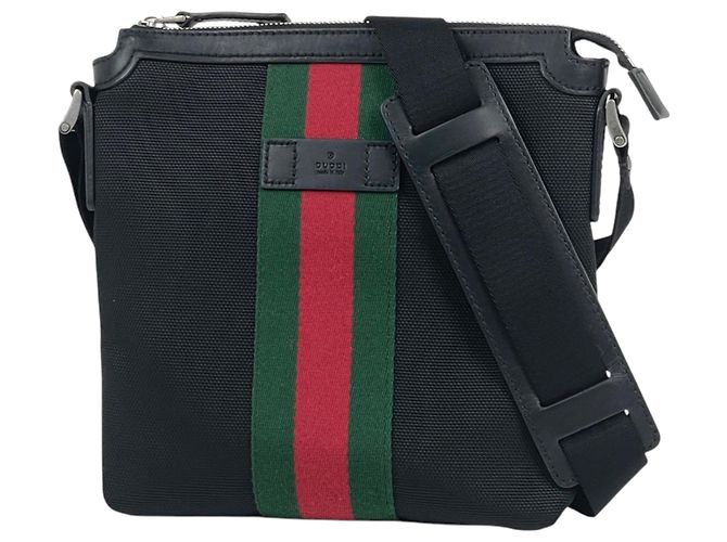 Borsa a Tracolla Gucci Sherry Line Web Canvas Nero
