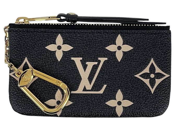 Louis Vuitton Pochette Clé Coin Case in Bicolor Monogram Empreinte Black Beige