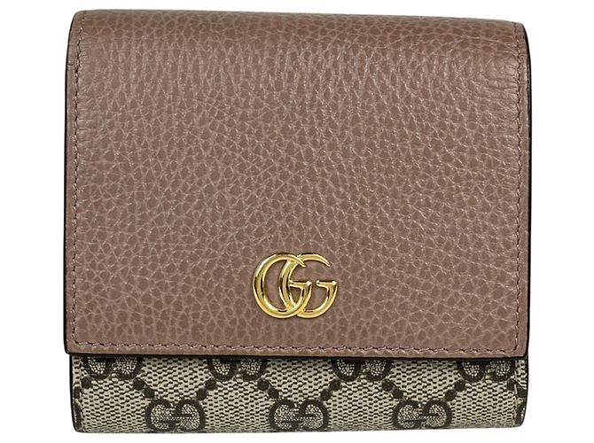 Marmont Gucci Double G Bicolor Medium Geldbörse Beige