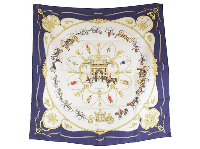 Hermès Foulard in seta Hermes blu navy
