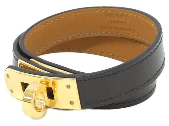 Hermès Hermes Kelly Double Tour Armband Schwarz Golden 