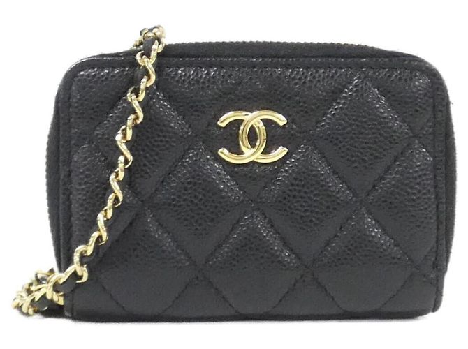 Monedero Chanel de piel de becerro granulada negra Negro