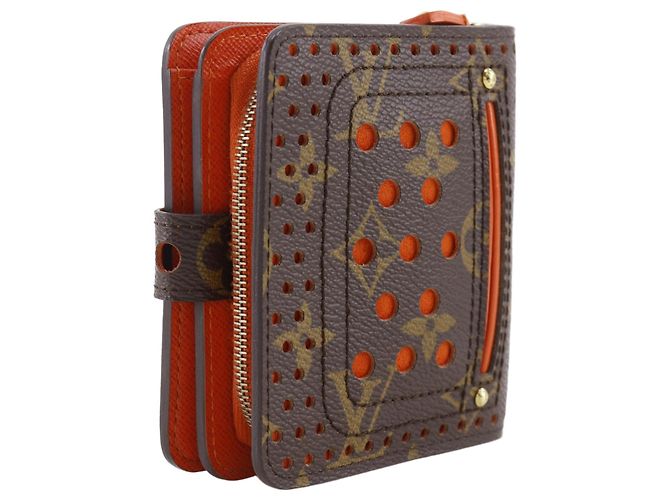 Billetera Compact Zip Bi-fold Louis Vuitton Castaño Naranja Monograma