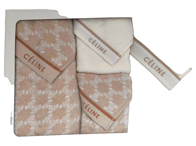 Céline Conjunto de toalhas Celine Triomphe Branco Bege