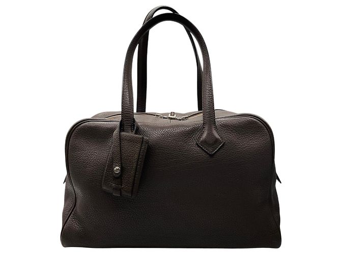 Bolsa de mão Victoria em couro Clémence marrom 2007 da Hermès
