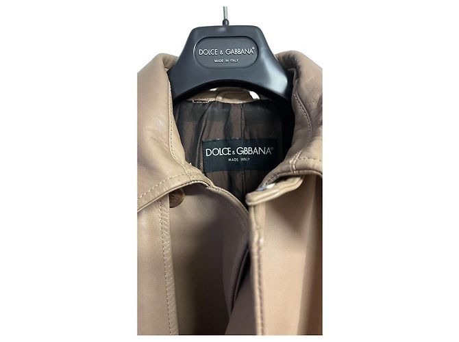 Beiger Leder-Trenchcoat Dolce & Gabbana