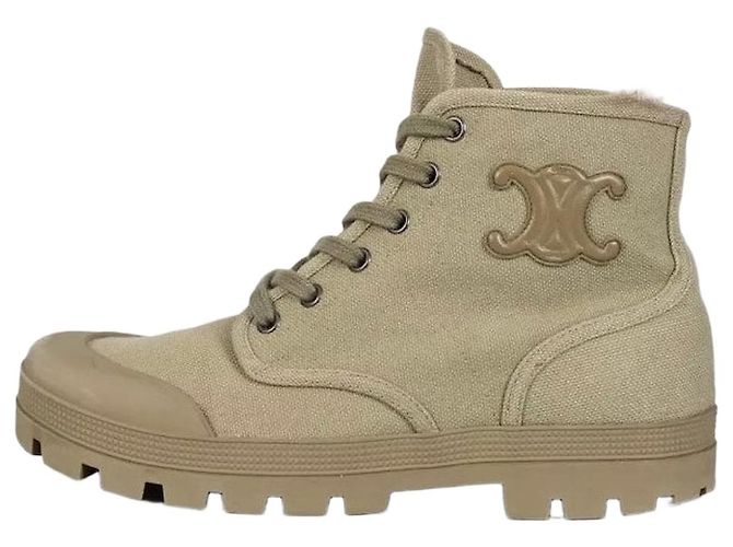 Céline Celine Green Logo Lace-Up Boots - Authentic EU 38 Pre-owned