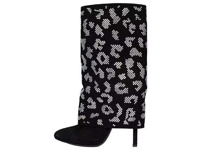 Autre Marque Giuseppe Zanotti x Balmain Embellished Suede Ankle Boots 39 Pre-owned