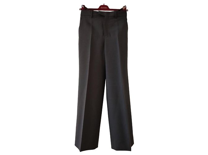 GUCCI CALÇAS EM LÃ E MOHAIR Preto