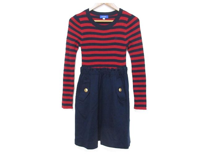 Autre Marque BLUE LABEL CRESTBRIDGE Strick-Docking-Kleid Rot Blau Marineblau