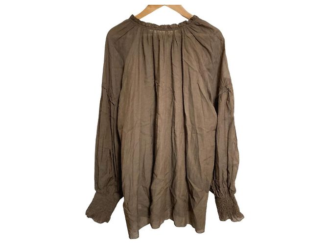 Autre Marque SLOBE IENA Boil Bluse mit gerafften Rüschen Braun
