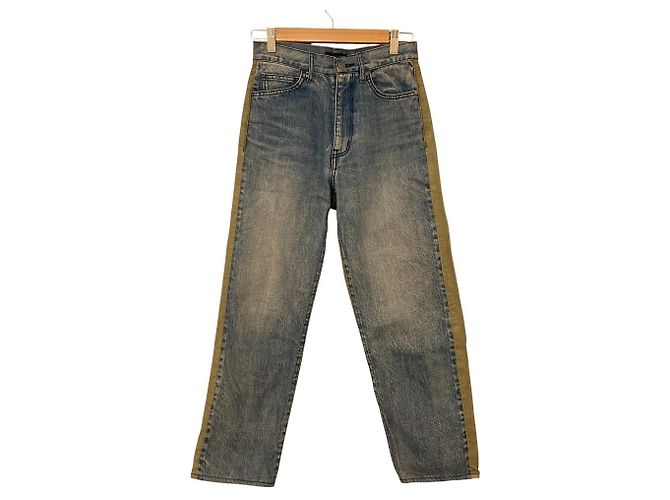 Autre Marque Drawer Denim Satin Pants Blue Khaki