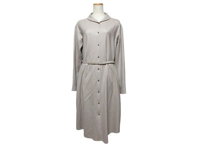 Autre Marque support surface Hemdkleid mit langen Ärmeln Beige