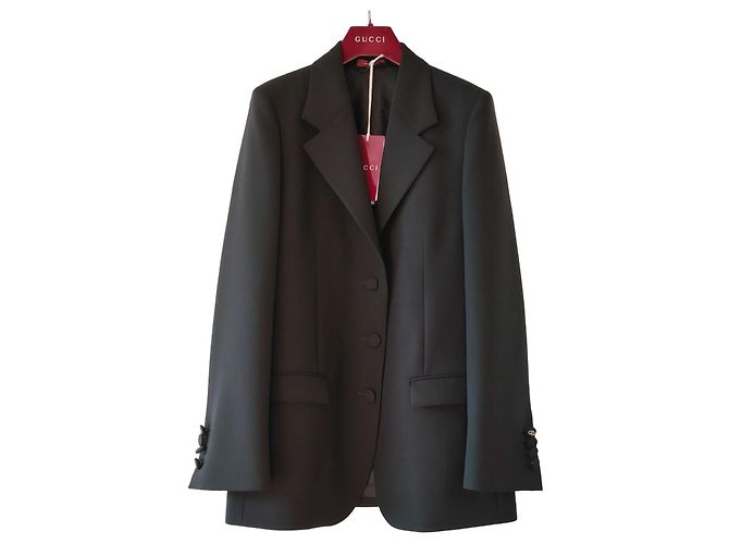 GUCCI GIACCA IN MISTO LANA. Nero