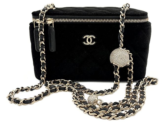 Borsa a tracolla Vanity in pelle nera matelassé Chanel Nero