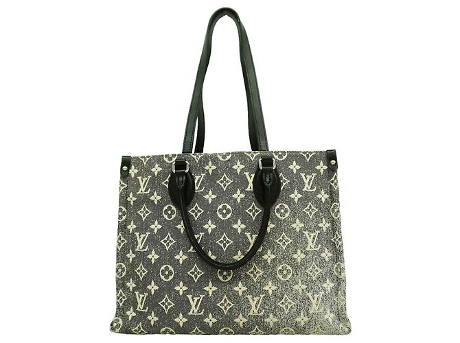 Borsa Tote Louis Vuitton Monogram Jacquard Denim OnTheGo MM Marrone Nero