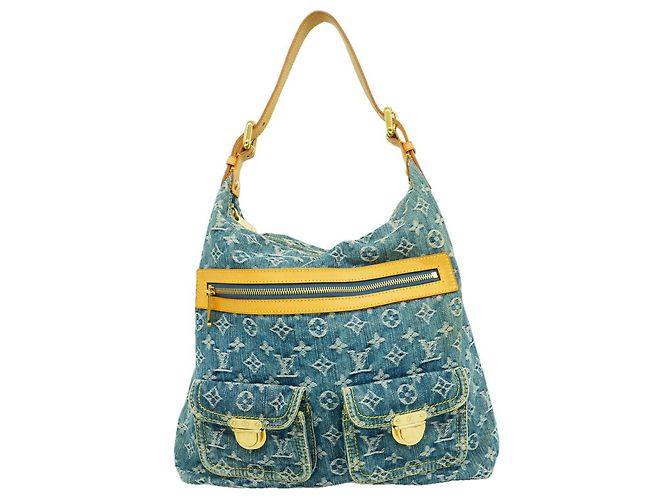 Borsa a tracolla Louis Vuitton Monogram Denim Baggy GM Blu