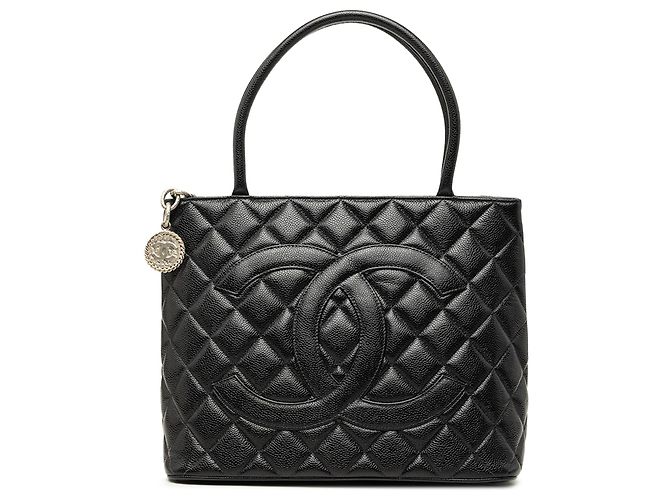 Sac Cabas Chanel Black Caviar Medallion Noir