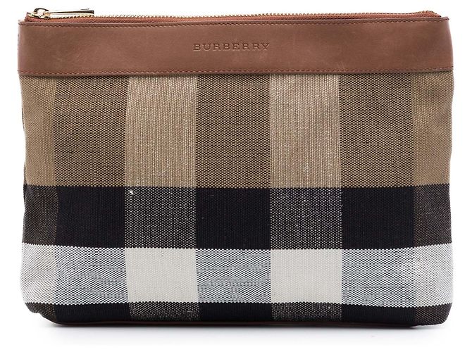 Clutch Burberry de lona Mega Check marrón Castaño