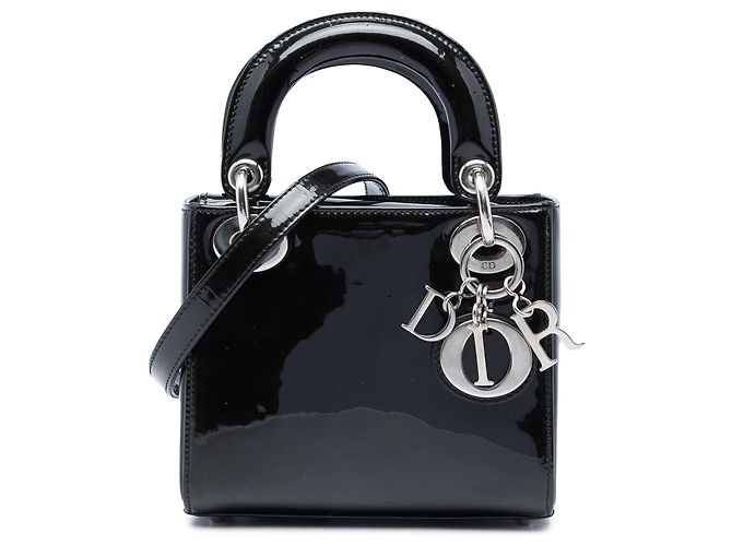 Dior Mini Lady Dior en cuir verni noir