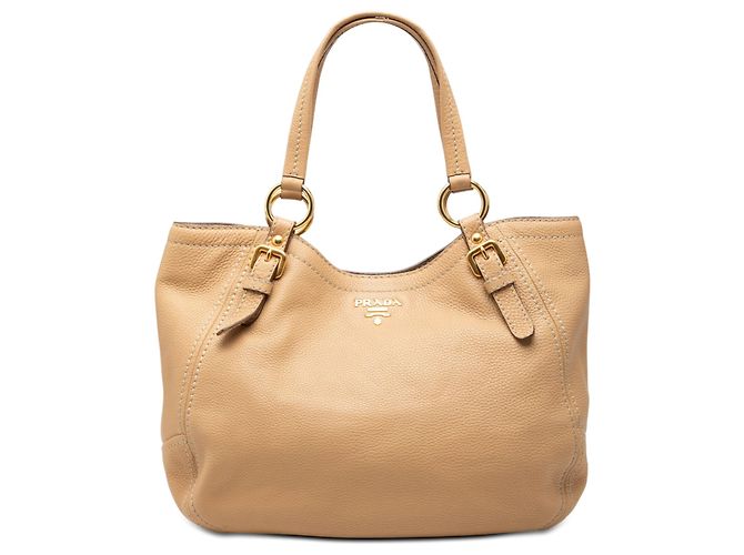 Bolso Tote Prada Beige Vitello Daino