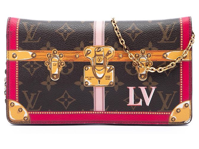 Louis Vuitton Brown Monogram Summer Trunks Pochette Weekend Marrone
