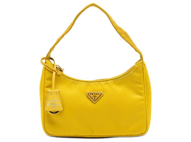 Re-Edition Bolsa de Ombro Prada Mini Tessuto Re Edition 2000 Amarela Amarelo