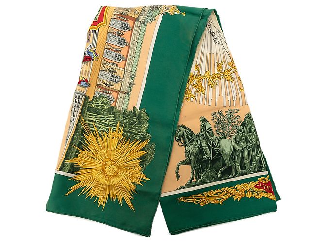 Pañuelo de seda Hermès Green Voltaire Sanssoucy 90 Verde