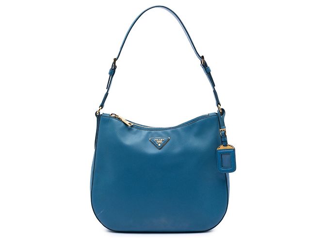 Sac à épaule Prada Blue Saffiano Lux Bleu